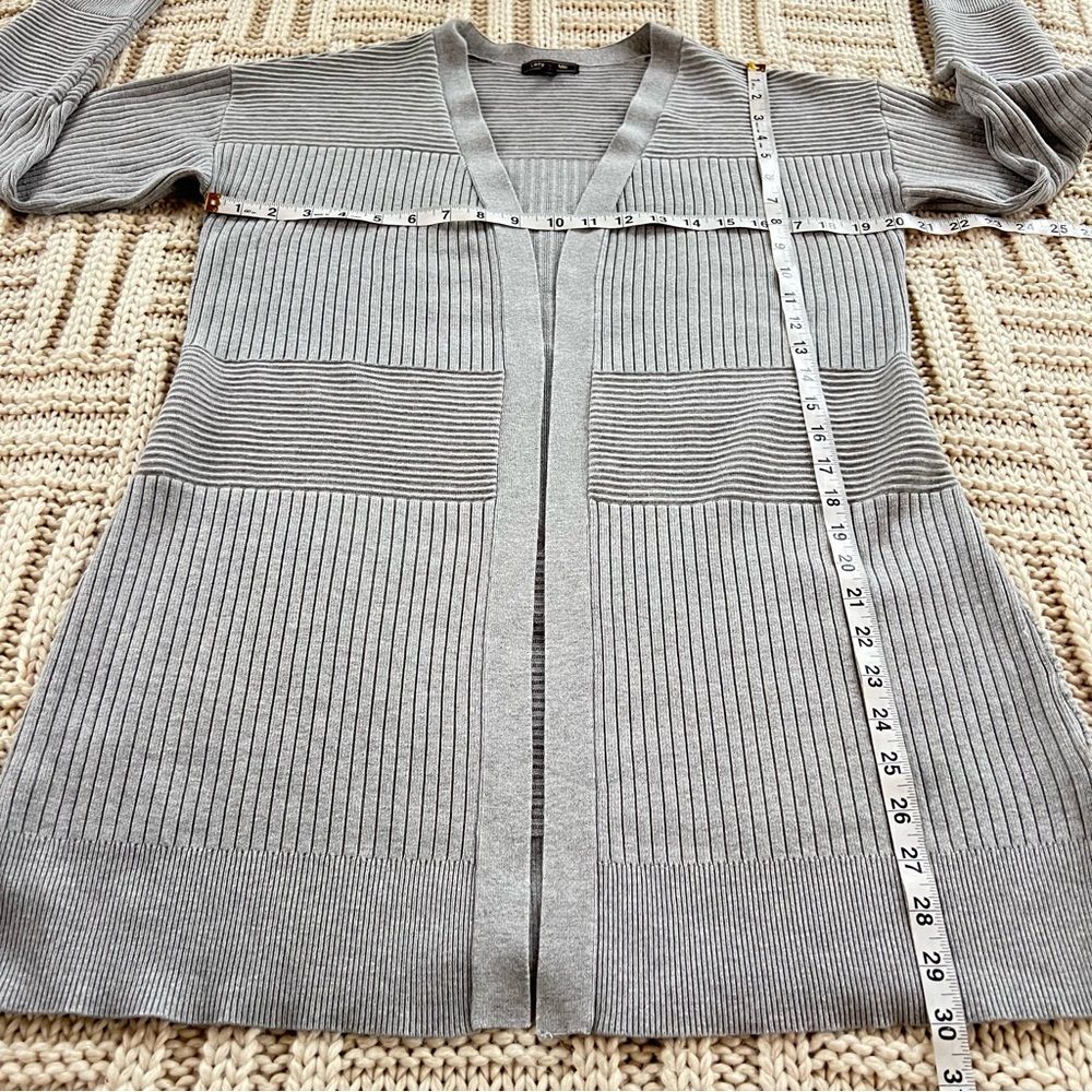 Lety & Me Heather Heather Grey Ribbed Mixed Stitch Open Front Cardigan Size M - Picture 10 of 15
